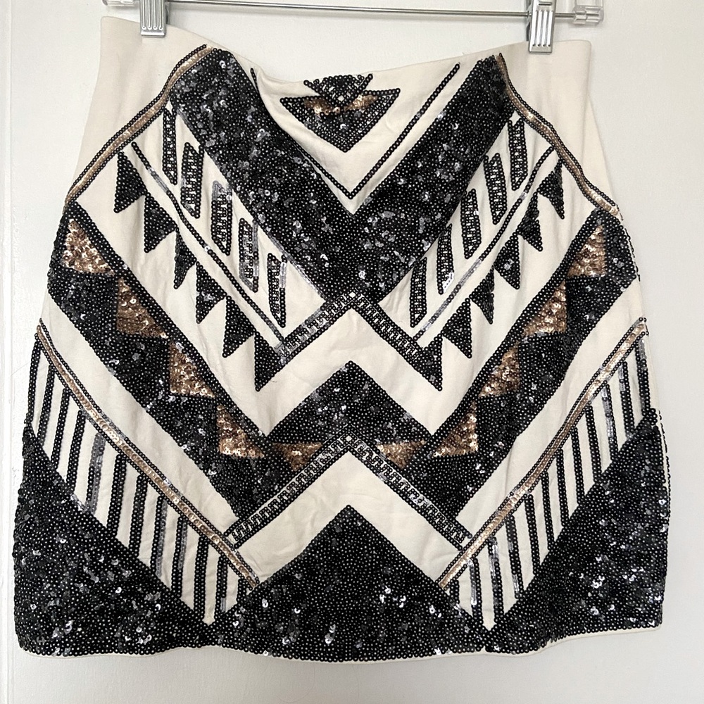 Sequin Geometric Mini Skirt